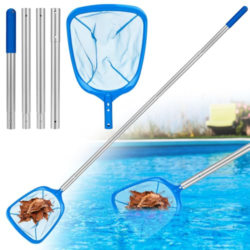 TOSUTO Pool Kescher,175 cm Lang-Teichkescher mit Dicke Teleskopstange,14cm Tief Kescher Feinmaschig,Kescher PoolReinigung für Teich,Algen,Bestway Pool,Spa,Teiche,Whirlpools,Algenkescher Nylon-Netz