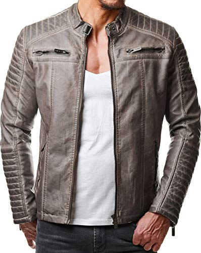 RED BRIDGE Uomo Giubbotto Manica Lunga Finta Pelle Biker Casuale Cotone Moda Giacca
