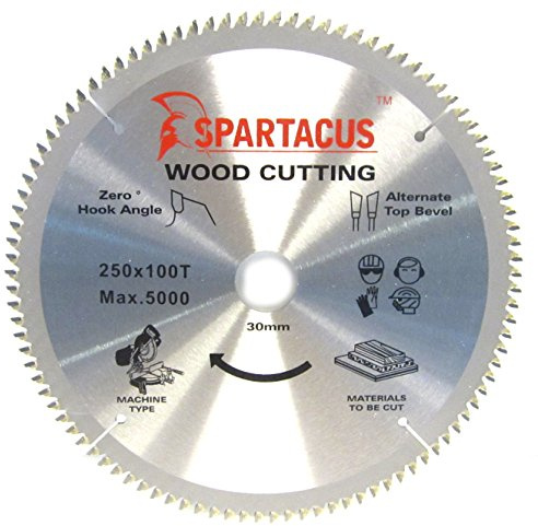 Spartacus 250mm Diameter x 100 Teeth x 30 Bore Wood Cutting Mitre Chop Saw Blade