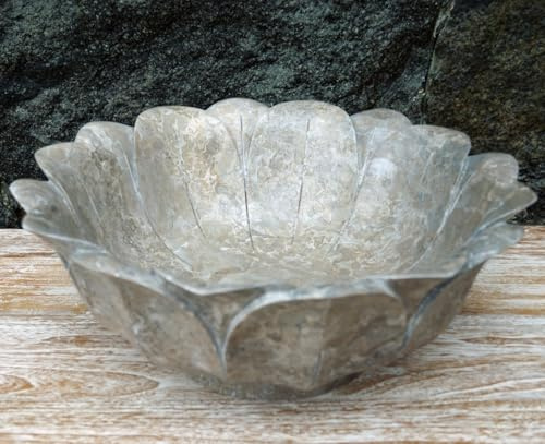 GURU SHOP Massives Marmor Aufsatz-Waschbecken, Waschschale in Lotusform, Naturstein Handwaschbecken - Ø 40 cm Modell 12