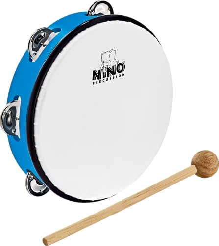 Nino Percussion Headed Tambourine Instrument - Musikinstrument für Kinder ab 5 Jahren - Durchmesser 8 Zoll - Kunststoff, Blau (NINO51SB) | Musikinstrument für Kinder ab 5 Jahren, Durchmesser 8 Zoll, Kunststoff