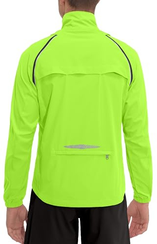 Little Donkey Andy Men's Quick-dry Running Jacket, Convertible UPF 50+ Cycling Jacket Windbreaker with Removable Sleeves, Fluorescent Yellow M