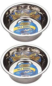 Munch & Crunch 2 X Stainless Steel 21cm Dog Bowl for Small Medium & Large Dogs, Pets Feeder Bowl and Water Bowl Perfect For Any Pets, Cats & Dogs Pack of 2