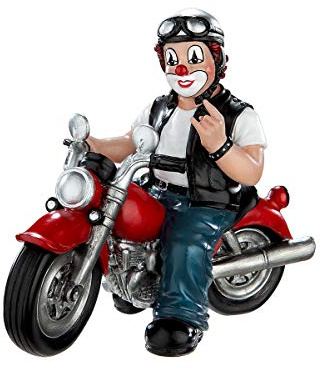 GILDE Clown Heavy Biker aus Kunstharz - Geschenk für Männr Dekofigur und Sammlerstück - Mehrfarbig, Motorradmotiv, 12 cm hoch, 14 cm breit, 7 cm tief