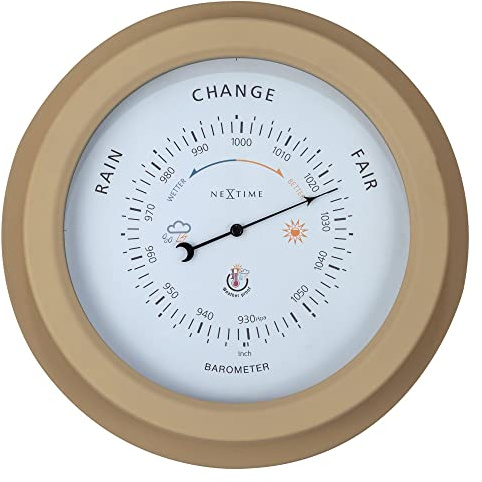 NeXtime Barometer aussen - Ø22CM - Metall - Braun „Orchidee“