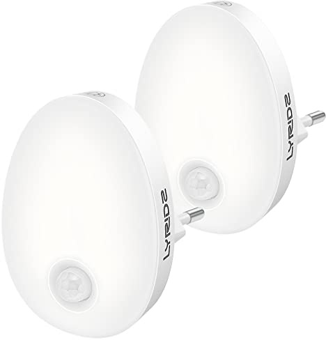 Lyridz Nachtlicht mit Bewegungsmelder, dimmbar KaltesWeiß strahlend hell Plug-in Steckdosenlicht, Smart LED-Licht mit einstellbarer Helligkeit für Kinder Schlafzimmer Küche Flur(2Stück)