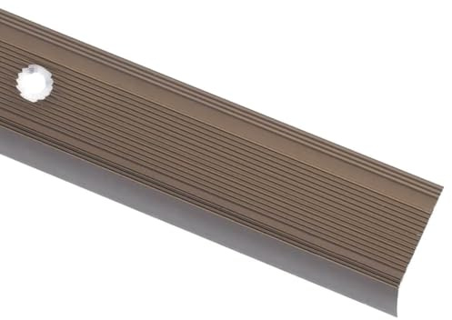vidaXL Stair Nosings L-Shape - Brown Aluminum/Stair Edge Profiles - Includes Anti-Slip Insert & Easy Install - 15 pcs, 90 x 3.5 x 3 cm for Home, Office, Indoor