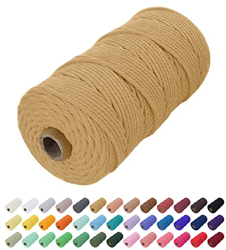 Uiopa Corda Macrame 2mm x 200m, Filo Macrame Natural Cordoncino Cotone Corda Colorata, Cordino per Borse Uncinetto, Arazzo da Parete, Cesto di Piante Appeso, Decorazioni Fai Da Te (Caffè)