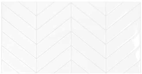 Smart Tiles Klebefliesen, Chevron Reinweiß, 57,3x29,41 cm | 5er-Pack (0,84 m²), Glänzend, Hitze-/feuchtebeständig, Emissionsarm A+, Küche/Bad, Ideal für Mieter, Hergestellt in Kanada