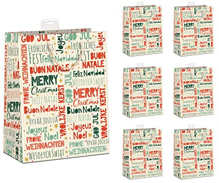 GreenLine Geschenktaschen Weihnachten DIN A5 | Baumfrei aus Zuckerrohrpapier (150g/m²) | Verstärkter Rand & Stabiler Boden | Weihnachtstüten Geschenktüten Weihnachten (18x23x10cm), 6er Set
