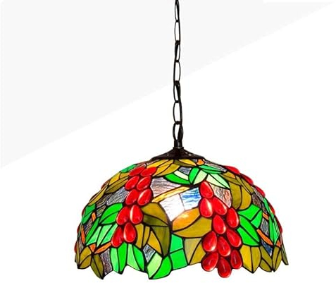 B·LED BARCELONA LED BarcelonaLED Lampe suspendue de plafond Tiffany baroque rétro vintage abat-jour en verre mosaïque fruitée en verre Ø31 cm E27 pour salon chambre à coucher