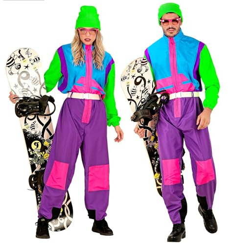 W WIDMANN MILANO Party Fashion - Costume de ski pour femmes et hommes, combinaison avec ceinture, design rétro pour le carnaval et les soirées après-ski