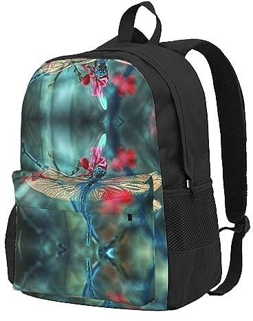 StOlmx Libelle auf der Blume Laptop-Rucksack, Reiserucksack, große Wickeltasche, Arzttasche, Schwarz , One size
