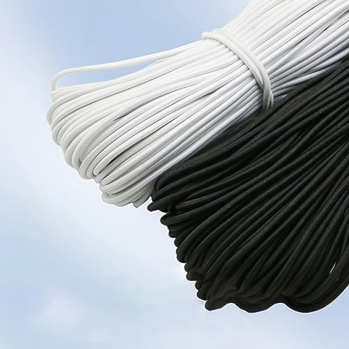1.0-6.0mm Banda elástica redonda de alta elasticidad Banda de goma Cordón elástico para la fabricación de joyas Accesorios de bricolaje-Negro, 2 mm, 5 metros