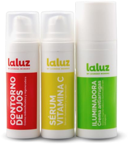 LaLuz by Lourdes Moreno Pack Rutina Facial Antiedad (RUTINA DE LA LUZ)| Skincare Completa Mujer Contorno de Ojos, Sérum Vitamina C y Crema Antiarrugas Iluminadora | Hidratación, Luminosidad y Firmeza