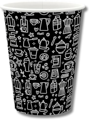 GRADISCO 100 Bicchieri in Carta per Caffe Cappuccino Thè Nero Fantasy 100% Biodegradabili e Riciclabili in Cartoncino Rivestito in PE per Bevande Calde Monouso Usa e Getta (100, 240ml)