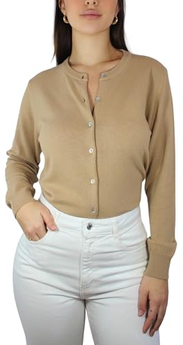 Win's - Chaleco de cachemira para mujer, fabricado en Italia, marrón claro, L