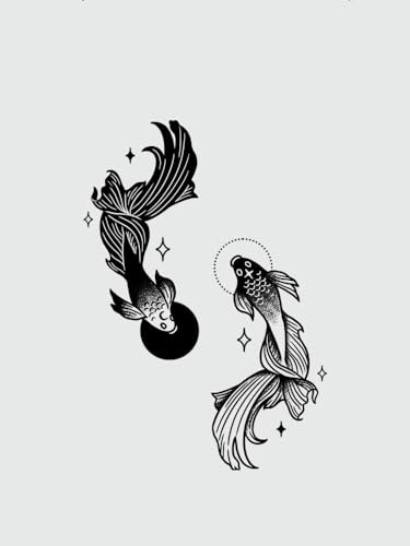 Twin Fish Juice Plant Ink Waterproof Semi-Permanent And Lasting 2 Weeks Temporary Tattoo Sticker Sexy Personalized Arm Chest Back
