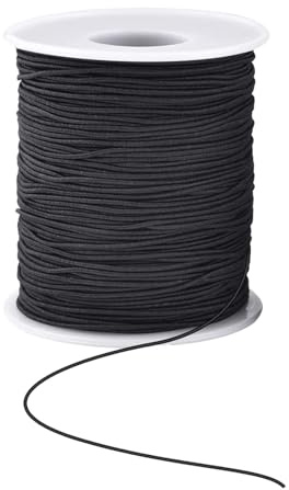 WanWorlder Fil Nylon pour Bracelet 1mm X 50m Cordon Satin De Soie Cordon Bracelet Coulissant Fil Cordon Tissu ÉLastique Fil pour Tisser des Colliers Bracelet Perle Bijoux DIY (Black, Taille Unique)