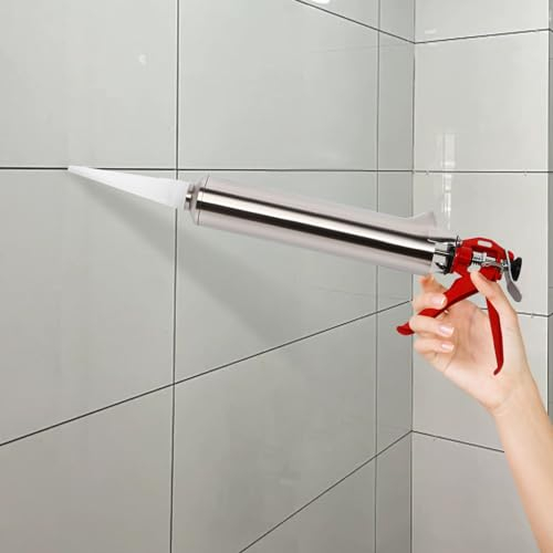 Pistolet à joints en acier inoxydable avec 2 buses en plastique, kit de presse à mortier avec buse de 8 mm, pour pointes de briques et carrelage