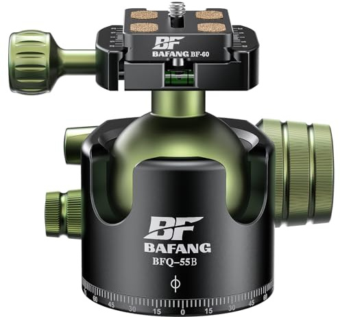 BF BAFANG Kugelkopf Stativkopf 360°Drehbar,55mm Stativkopf mit Schnellwechselplatte 1/4 Zoll Schraube für Stativ,Einbeinstativ,Kameras,DSLR Camcorder,maximale Belastung 35kg/77lb