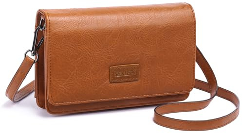 SENDEFN Klein Handy Umhängetasche, Damen Kleine Umhängetasche, Leder Crossbody Schultertasche Reisepass Handytasche mit Kartenschlitz und Verstellbar Abnehmbar Schultergurt