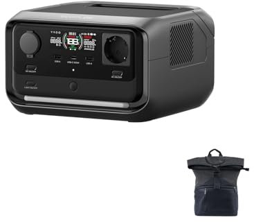 EcoFlow Centrale elettrica portatile RIVER 3 Plus, batteria LFP 286Wh, uscita 1200W, autonomia 16 ore per apparecchi <100 W, espandibile a 858 Wh, UPS <10 ms, generatore solare per campeggio e camper