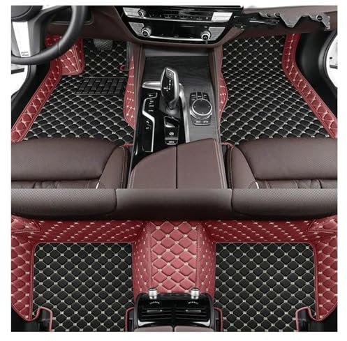 rutschfeste Fussmatten Auto-Fußmatten Für Q2 2017~2022 Auto-Bodenmatten-Komplettset Anti-Schmutz-Teppich Luxus-Leder-Auto-Innenausstattung Automatten(Black Wine)