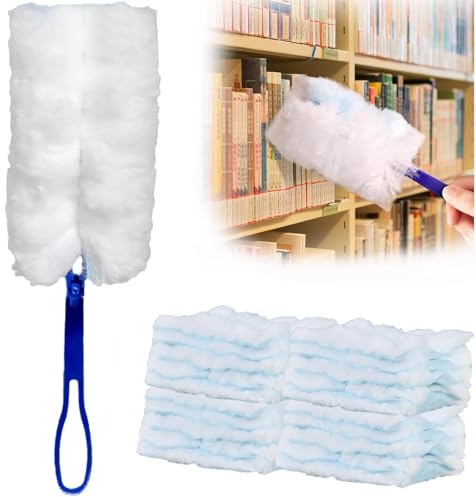 WNXBFO 20PCS Flash Dust Magnet with 1 Flash Duster - Disposable Duster Heads for Easy Dusting, Electrostatic Dust Removal, Starter Kit for Home & Car Cleaning