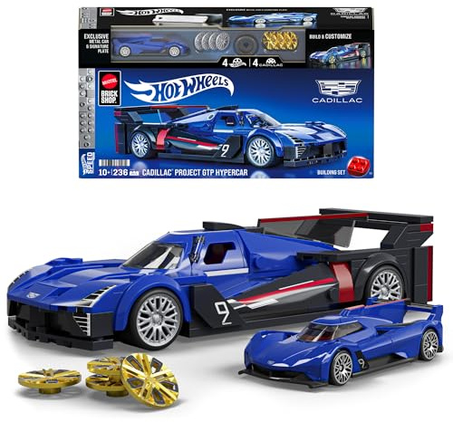 Mattel Brick Shop Hot Wheels Speed Series Building Set, Cadillac Project GTP Hypercar with 236 Pieces, Realistic Details and Custom Decals, Adult Collectors and Kids Ages 10+
