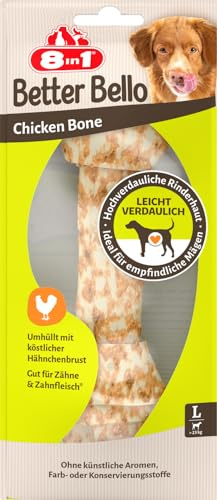 8in1 Better Bello Chicken Bone L - leicht verdaulicher Kauknochen für Hunde mit Huhn, Kauartikel für Hunde mit empfindlichen Magen, 85g Beutel (1 Stück)
