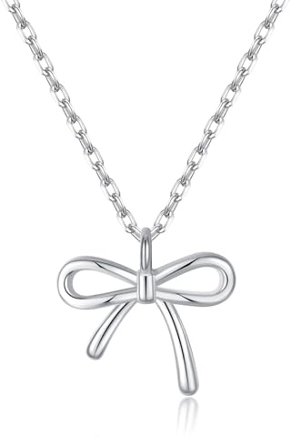 SLUYNZ Solid 925 Sterling Silber Schleife Halskette Kette für Damen Mädchen Schleife Anhänger Halskette Ketten