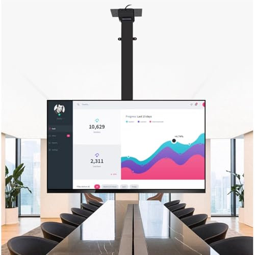 LGHLZGVF Adjustable Ceiling TV Mount Bracket - 360° Manual Rotation Ceiling TV Mount, Motorized Tv Lift For 32-75 Inch Flat And Curved TVs, With Remote Control Motorized TV Mount