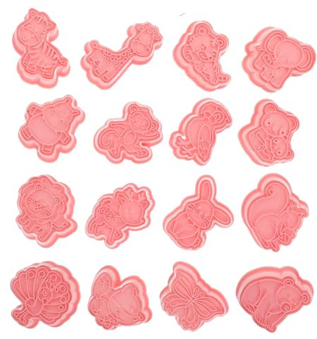 HOLIDYOYO 16piezas Cortadores De Galletas De Animales Juego Mol Plástico Para Hornear De Cumpleaños y Actividades Infantiles