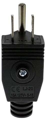 XIAONIYI US American 3 Pin Nema 5-15P AC Electrical Power Male Plug Adaptor Adapter Wire Rewireable Extension Cord Connector(Black)