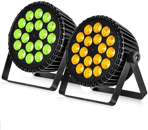 Betopper 6 en 1 Par Led 18x18W RGB Lime Amber UV Lumière de Scene DMX512 2P | CRI＞95 Stroboscope/Wash Eclairage de Scène 4 Mode Contrôle DMX 7/11CH Jeu de Lumiere Soiree DJ pour Fête Bar Mariage Festival
