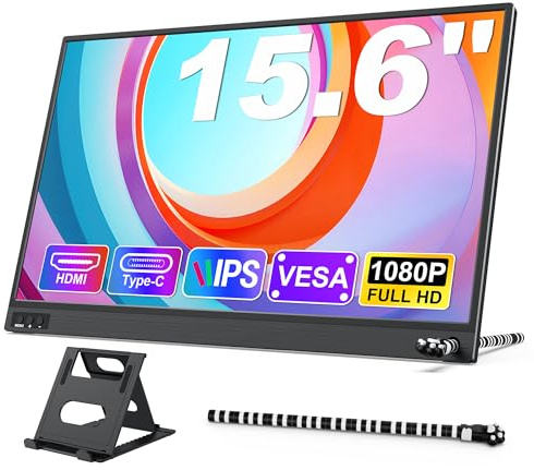 MAGICRAVEN Second Screen Portable Monitor 15.6 1080P FHD Laptop Monitor External IPS Display, Second Monitor for Laptop/PC/Mac/Phones/PS45/Switch with Mini HDMI/USB C Port & Stands Plug and Play
