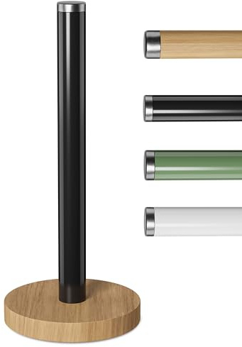 Portarrollos de Cocina JAMAX, Color Blanco, Soporte para Toallas de Papel, de Acero Inoxidable, Organizador de Rollos de Cocina, dispensador de Rollos de Cocina clásico para Cualquier Cocina (Negro)