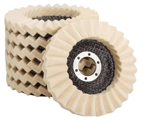 Disco De Pulido De Fieltro De Lana De 5 Pulgadas For Amoladoras Angulares (3 Unidades) – Disco De Aleta De 115 Mm/125 Mm For Metal, Madera, Piedra Y Acero Inoxidable(115mm)