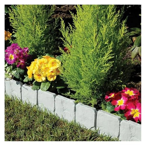 Lot de 10 bordures de jardin en plastique léger – Bordure imitation brique de pierre pour terrasse, balcon et aménagement paysager de cour (noir)
