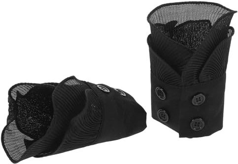 VILLCASE Puños de Muñeca Mangas Falsas de Encaje Negro, Par Desmontable para Mujer, Accesorio Decorativo Elegante para Bodas, Disfraces y Eventos Formales, Diseño Refinado y Versátil