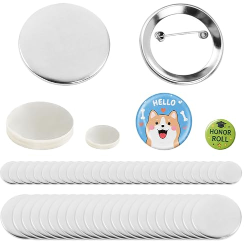 Neikafan Botones Chapas 32 58mm 200 Piezas Metal Recambios Chapas Personalizadas 32/58mm Máquina Botones Manual para Máquina de Fabricar Botones y Las Insignias de DIY Repuesto Chapas Consumibles