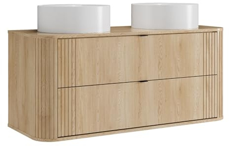Vente-unique - Doppelwaschtisch Filor -L 120cm x B 46cm x H 57cm- MDF - naturfarben hell