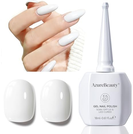 AZUREBEAUTY UV Nagellack Weiß, 18 ML Gellack Gel UV für UV/LED Nagellampe Soak Off Langlebige French Maniküre Gelnägel All-MatchStil, Salon & Heimgebrauch Nail Art DIY