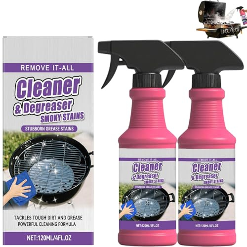Jakehoe Fast-Acting Heavy-Duty Grill Degreaser Spray,BBQ Grill Degreaser Cleaner Heavy Duty,Smoker Cleaner for Smoky Stains,Stubborn Grease,Nettoyant Grille Barbecue,Spray Dégrasseur Pour Gril(2PC)