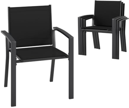 UDPATIO Gartenstühle Stapelbar 4er Set, Anthrazit