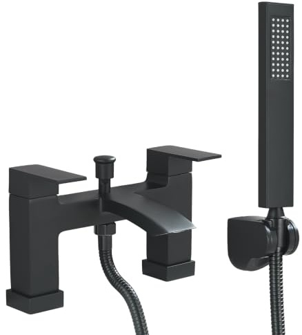 HARNART Bath Mixer Taps Waterfall with Handheld Shower Head | Bathroom Bathtub Tap with Shower Attachment Deck Mount Chrome Brass Tub Taps Monobloc Dual Lever