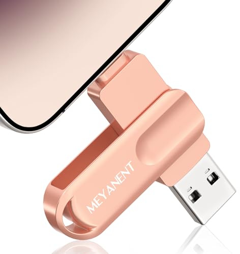 MEYANENT Chiavetta USB 128GB 3 in 1 per iPhone Senza App Richiesta | Compatibile con iPhone, iPad, Android e PC, Consente di Trasferire Foto, Video e File in Modo Semplice e Sicuro.