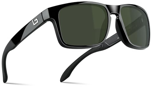 B.N.U.S Experience Unparalleled Visual Clarity – Corning Glass Lenses Polarized Sunglasses for Men and Women(Black/G-15 Polarized)