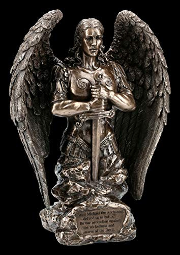 Erzengel Michael Fantasy-Figur mit Gebetstafel Veronese | Deko-Figur, Deko-Artikel, Statue, Schutzpatron, Skulptur, H 22,5 cm